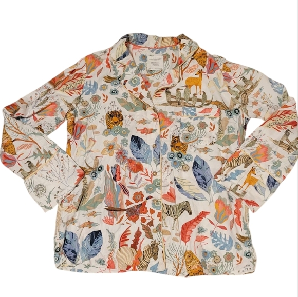 Anthropologie x Michele Morin Set ANIMALIA Zoo Wildlife Print Women's Small Pj's - Picture 5 of 15